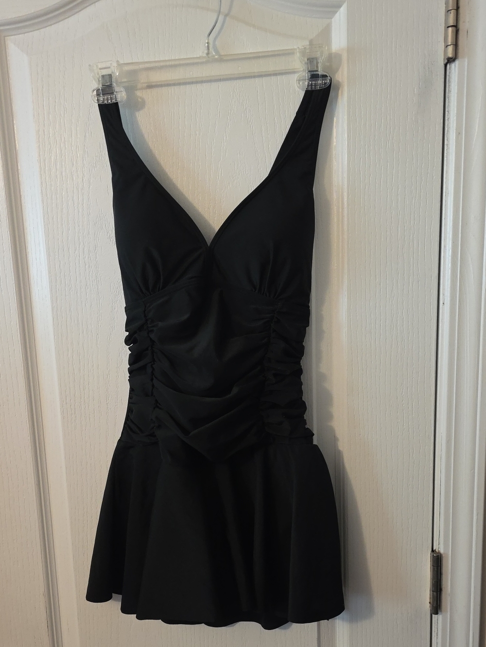 Star Treene Classic Black Women's Swim Dress with Ruched Waist